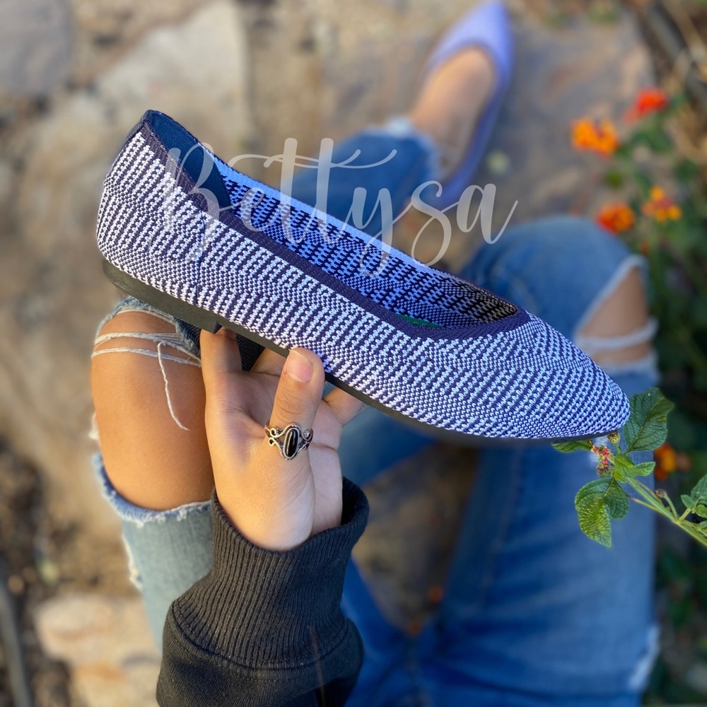 ❤️NEW Blue and white  Multi Point Knitted Ballerina Flats